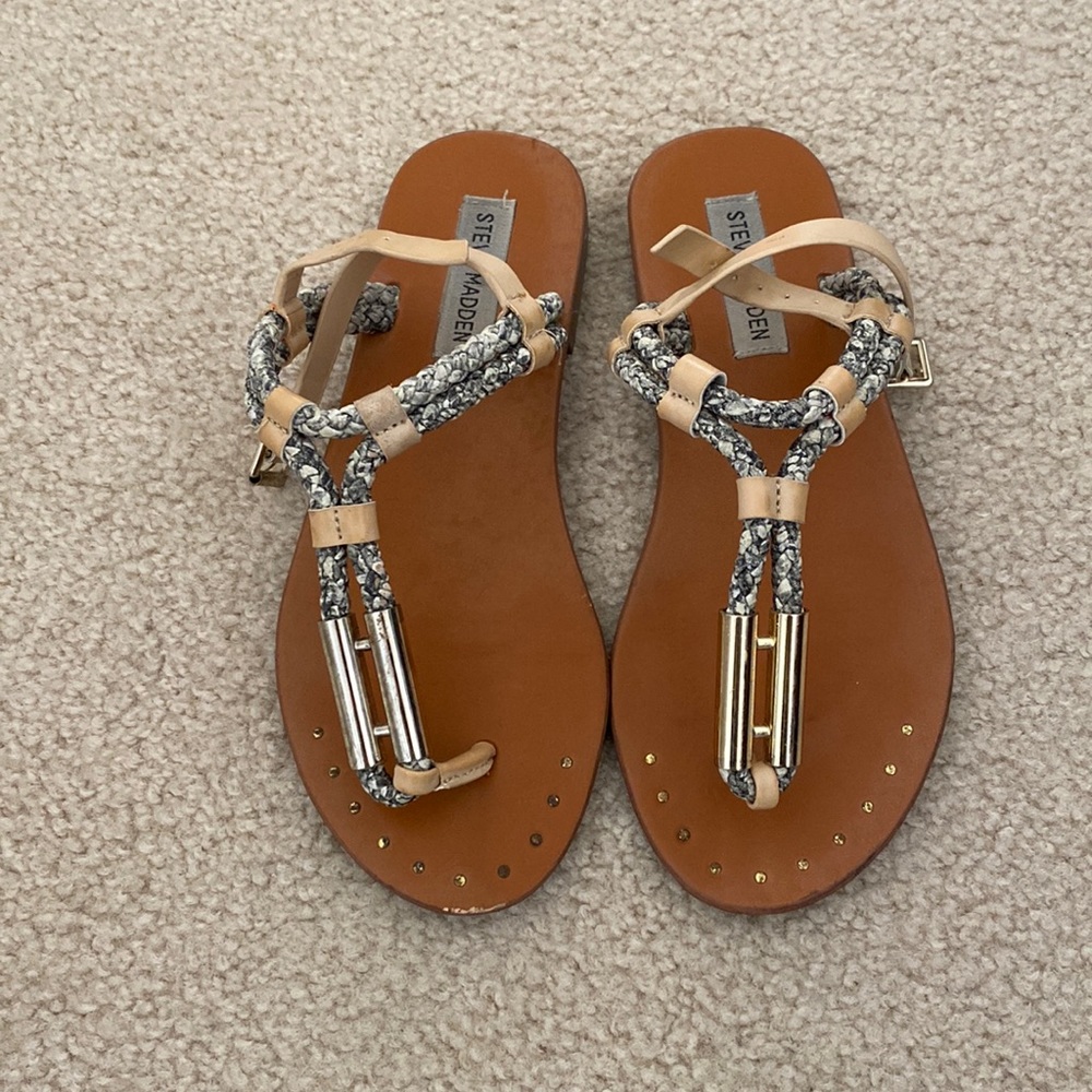 Multi colored braided sandals by Steve Madden
